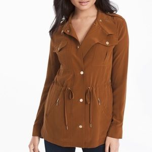 WHBM camel silk utility jacket